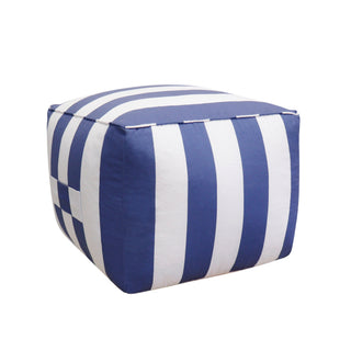 PasargadPasargad Home Galaxy Collection White/Blue Poly Fabric Striped PoufPTPF - 425Aloha Habitat