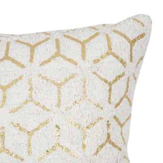 PasargadPasargad Home Grandcanyon Geometric Gold Foil Cotton Pillow, WhitePCH - 1631Aloha Habitat