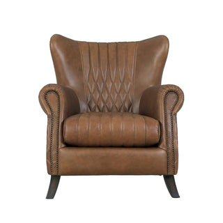 PasargadPasargad Home Harrison Top Grain Leather Upholstered Wing Chair, BrownCHAIR - 018 - 1Aloha Habitat