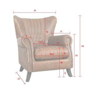 PasargadPasargad Home Harrison Top Grain Leather Upholstered Wing Chair, BrownCHAIR - 018 - 1Aloha Habitat