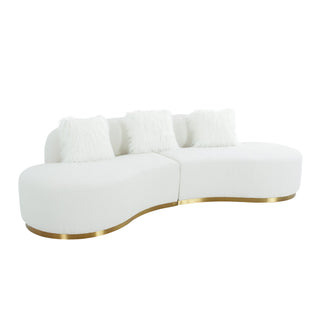 PasargadPasargad Home Simona Collection Curved Sofa with 3 Pillows, 110.6" Width, Ivory/GoldPZW - 943W - SAloha Habitat