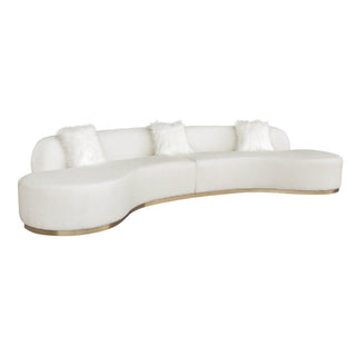 PasargadPasargad Home Simona Collection Curved Sofa with 3 Pillows, 150.4" Width, Ivory/GoldPZW - 943WAloha Habitat
