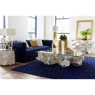 Phillips CollectionCast Root Coffee Table, White Stone, With GlassPH87195Aloha Habitat