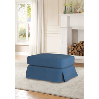 Sunset TradingAmericana Box Cushion Slipcovered Ottoman | Indigo BlueSU-108530-410046Aloha Habitat