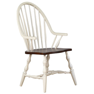 Sunset TradingAndrews Windsor Spindleback Dining Chair with Arms | Fully Assembled Kitchen Armchair| Modern Farmhouse Minimalist Country Cottage | Distressed Chestnut Brown Solid WoodDLU-ADW-C30A-AWAloha Habitat