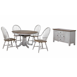 Sunset TradingCountry Grove 42" Round to 60" Oval Extendable Dining Table Set | 2 Arm Chairs | Buffet | Distressed Gray and Brown Wood | Seats 6DLU-CG4260-30AGOB6Aloha Habitat
