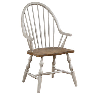 Sunset TradingCountry Grove Windsor Spindleback Dining Chair with Arms | Fully Assembled Kitchen Armchair| Modern Farmhouse Minimalist Country Cottage | Distressed Gray and Brown WoodDLU-CG-C30A-GOAloha Habitat