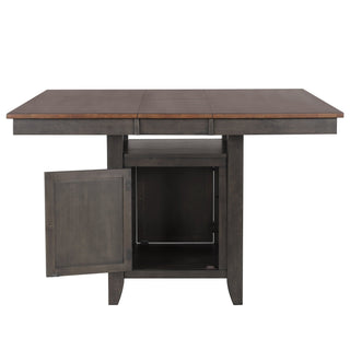 Sunset TradingDakota 42-54" Counter Height Expandable Butterfly Leaf Dining Table with Storage Cabinet, Shelf | Square/Rectangle Pub Gathering Kitchen High-Top, Distressed Brown/Ash Gray Wood,Seats 8DLU-DK5454C-TAAloha Habitat
