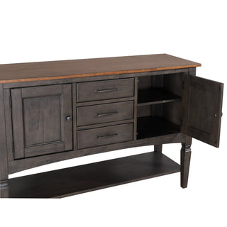Sunset TradingDakota 54" Buffet Server Table with Cabinets Drawers and Shelf | Dining Room, Kitchen, Entryway Sideboard | Distressed Brown and Ash Gray Solid WoodDLU-DK1122-TAAloha Habitat