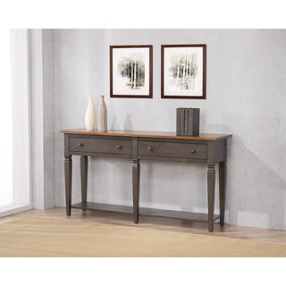 Sunset TradingDakota Console Table with Drawers and Storage Shelf | 62" Sofa Table | Narrow Kitchen Sideboard | Distressed Brown and Ash Gray Solid WoodDLU-DK-2304-TAAloha Habitat