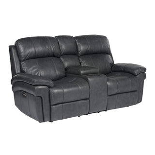 Sunset TradingLuxe Leather Reclining Loveseat with Power Headrest and Console | Console Storage and Cupholders | USB Ports | GraySU-9102-94-1394-73Aloha Habitat