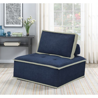 Sunset TradingPixie Armless Accent Chair | Modular Sectional Seating | Navy Blue and Cream FabricSU-UPX1671135NWAloha Habitat