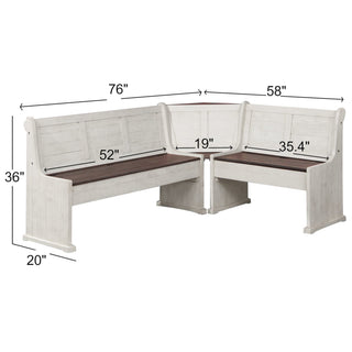 Sunset TradingSunny Dining Nook Table Set | Distressed Cream/Brown Wood | Kitchen Corner Storage Bench SeatingVH-9400-CBAloha Habitat