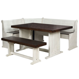 Sunset TradingSunny Dining Nook Table Set | Distressed Cream/Brown Wood | Kitchen Corner Storage Bench SeatingVH-9400-CBAloha Habitat