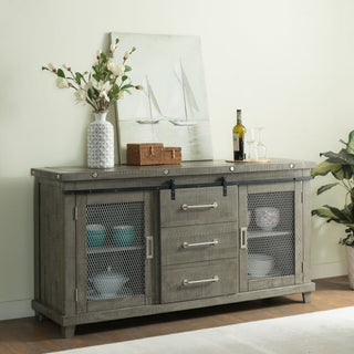Vilo HomeVilo Home | Industrial Charms Barn Door 65" Gray TV Stand with Distressed Design | VH1854VH1854Aloha Habitat