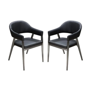 Diamond SofaAdele Set of Two Dining/Accent Chairs in Black Leatherette w/ Brushed Stainless Steel Leg by Diamond Sofa - ADELEDCBL2PKADELEDCBL2PKAloha Habitat