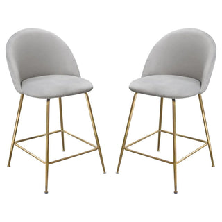 Diamond SofaLilly Set of (2) Counter Height Chairs in Grey Velvet w/ Brushed Gold Metal Legs by Diamond Sofa - LILLYSTGR2PKLILLYSTGR2PKAloha Habitat