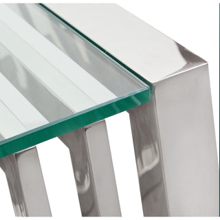Diamond SofaSOHO Rectangular Stainless Steel End Table w/ Clear, Tempered Glass Top by Diamond Sofa - SOHOETSTSOHOETSTAloha Habitat