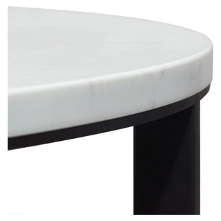 Diamond SofaSurface Round End Table w/ Engineered Marble Top & Black Powder Coated Metal Base by Diamond Sofa - SURFACEETMASURFACEETMAAloha Habitat