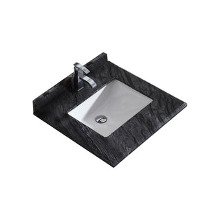 LavivaLaviva Forever 24" Single Hole Black Wood Marble Countertop With Rectangular Ceramic Sink 313 Sq1 H 24 Bw313SQ1H-24-BWAloha Habitat