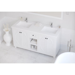 LavivaLaviva Forever Viva Stone 60" Matte White Solid Surface Countertop With Double Integrated Sinks 313 Sq1 Hss 60 D Mw313SQ1HSS-60D-MWAloha Habitat