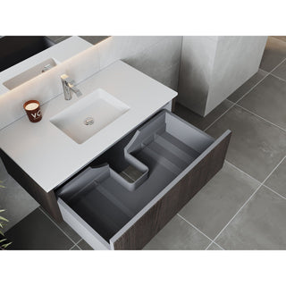 LavivaLaviva - Legno 42" Carbon Oak Bathroom Vanity with Matte White VIVA Stone Solid Surface Countertop - 313LGN-42CR-MW313LGN-42CR-MWAloha Habitat
