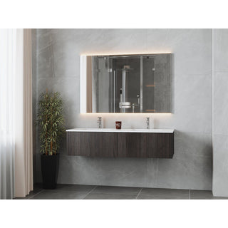 LavivaLaviva - Legno 60" Carbon Oak Double Sink Bathroom Vanity with Matte White VIVA Stone Solid Surface Countertop - 313LGN-60DCR-MW313LGN-60DCR-MWAloha Habitat