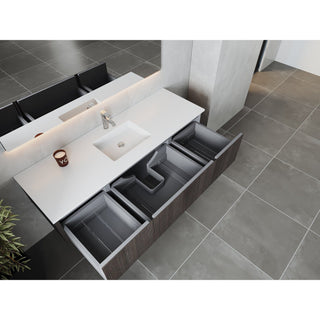 LavivaLaviva - Legno 66" Carbon Oak Bathroom Vanity with Matte White VIVA Stone Solid Surface Countertop - 313LGN-66CR-MW313LGN-66CR-MWAloha Habitat
