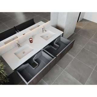 LavivaLaviva - Legno 72" Carbon Oak Double Sink Bathroom Vanity with Matte White VIVA Stone Solid Surface Countertop - 313LGN-72DCR-MW313LGN-72DCR-MWAloha Habitat