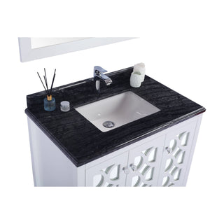 LavivaLaviva - Mediterraneo 36" White Bathroom Vanity with Black Wood Marble Countertop - 313MKSH-36W-BW313MKSH-36W-BWAloha Habitat