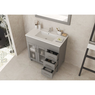 LavivaLaviva - Nova 36" Grey Bathroom Vanity with White Ceramic Basin Countertop - 31321529-36G-CB31321529-36G-CBAloha Habitat