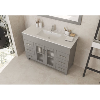 LavivaLaviva - Nova 48" Grey Bathroom Vanity with White Ceramic Basin Countertop - 31321529-48G-CB31321529-48G-CBAloha Habitat