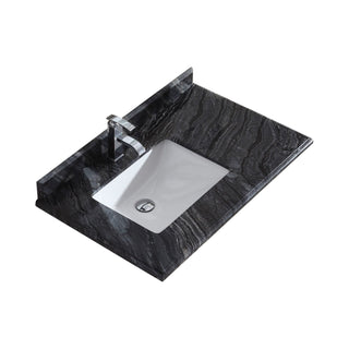 LavivaLaviva Odyssey 36" Single Hole Black Wood Marble Countertop With Left Offset Rectangular Ceramic Sink 313613 36 Bw313613-36-BWAloha Habitat