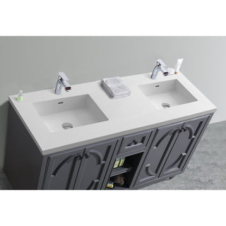 LavivaLaviva - Odyssey 60" Maple Grey Double Sink Bathroom Vanity with Matte White VIVA Stone Solid Surface Countertop - 313613-60G-MW313613-60G-MWAloha Habitat