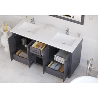 LavivaLaviva - Odyssey 60" Maple Grey Double Sink Bathroom Vanity with Matte White VIVA Stone Solid Surface Countertop - 313613-60G-MW313613-60G-MWAloha Habitat
