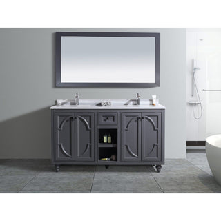 LavivaLaviva - Odyssey 60" Maple Grey Double Sink Bathroom Vanity with White Stripes Marble Countertop - 313613-60G-WS313613-60G-WSAloha Habitat