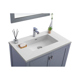 LavivaLaviva - Wilson 36" Grey Bathroom Vanity with Matte White VIVA Stone Solid Surface Countertop - 313ANG-36G-MW313ANG-36G-MWAloha Habitat