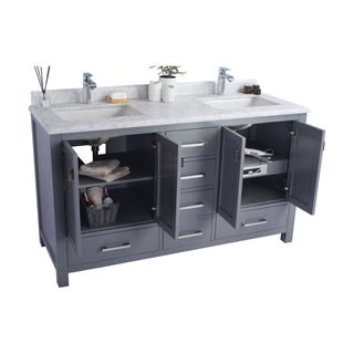 LavivaLaviva - Wilson 60" Grey Double Sink Bathroom Vanity with Black Wood Marble Countertop - 313ANG-60G-BW313ANG-60G-BWAloha Habitat