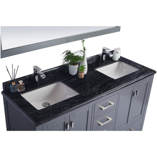 LavivaLaviva - Wilson 60" Grey Double Sink Bathroom Vanity with Black Wood Marble Countertop - 313ANG-60G-BW313ANG-60G-BWAloha Habitat