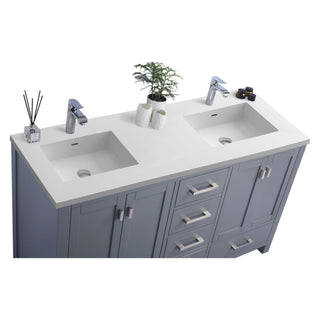 LavivaLaviva - Wilson 60" Grey Double Sink Bathroom Vanity with Matte White VIVA Stone Solid Surface Countertop - 313ANG-60G-MW313ANG-60G-MWAloha Habitat