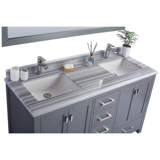 LavivaLaviva - Wilson 60" Grey Double Sink Bathroom Vanity with White Stripes Marble Countertop - 313ANG-60G-WS313ANG-60G-WSAloha Habitat