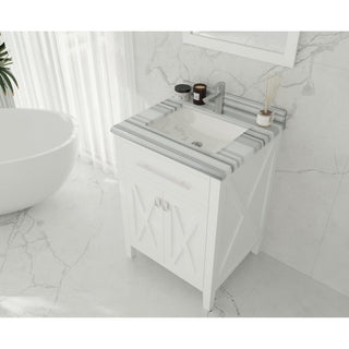 LavivaLaviva - Wimbledon 24" White Bathroom Vanity with White Stripes Marble Countertop - 313YG319-24W-WS313YG319-24W-WSAloha Habitat