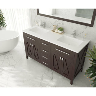 LavivaLaviva - Wimbledon 60" Brown Double Sink Bathroom Vanity with Matte White VIVA Stone Solid Surface Countertop - 313YG319-60B-MW313YG319-60B-MWAloha Habitat