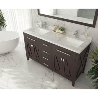 LavivaLaviva - Wimbledon 60" Brown Double Sink Bathroom Vanity with White Carrara Marble Countertop - 313YG319-60B-WC313YG319-60B-WCAloha Habitat