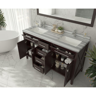LavivaLaviva - Wimbledon 60" Brown Double Sink Bathroom Vanity with White Stripes Marble Countertop - 313YG319-60B-WS313YG319-60B-WSAloha Habitat