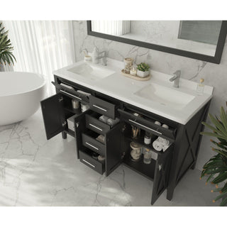 LavivaLaviva - Wimbledon 60" Espresso Double Sink Bathroom Vanity with Black Wood Marble Countertop - 313YG319-60E-BW313YG319-60E-BWAloha Habitat