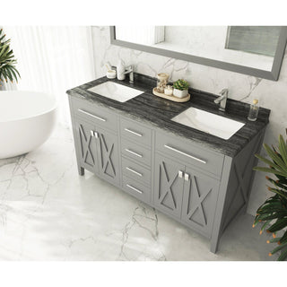 LavivaLaviva - Wimbledon 60" Grey Double Sink Bathroom Vanity with Black Wood Marble Countertop - 313YG319-60G-BW313YG319-60G-BWAloha Habitat