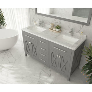 LavivaLaviva - Wimbledon 60" Grey Double Sink Bathroom Vanity with White Carrara Marble Countertop - 313YG319-60G-WC313YG319-60G-WCAloha Habitat