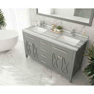 LavivaLaviva - Wimbledon 60" Grey Double Sink Bathroom Vanity with White Stripes Marble Countertop - 313YG319-60G-WS313YG319-60G-WSAloha Habitat