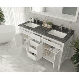 LavivaLaviva - Wimbledon 60" White Double Sink Bathroom Vanity with Black Wood Marble Countertop - 313YG319-60W-BW313YG319-60W-BWAloha Habitat
